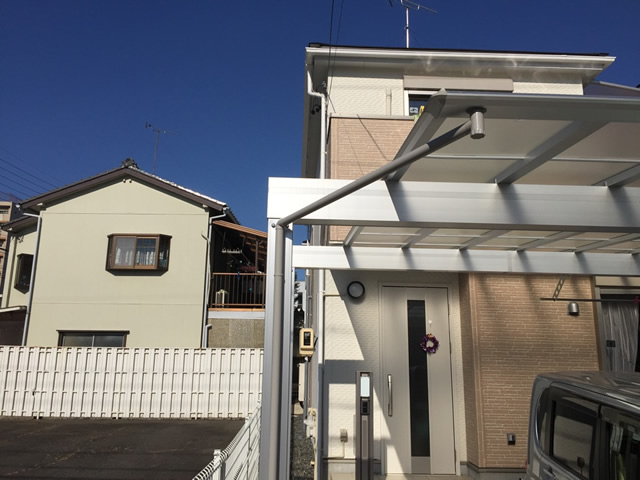 既設カーポートに屋根追加工事　施工事例　名古屋市西区
